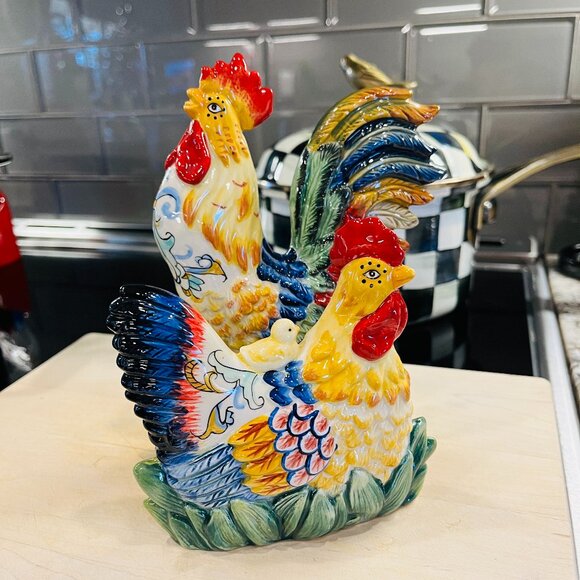 Vintage Fitz & Floyd Rooster and hen napkin holder - Picture 1 of 13